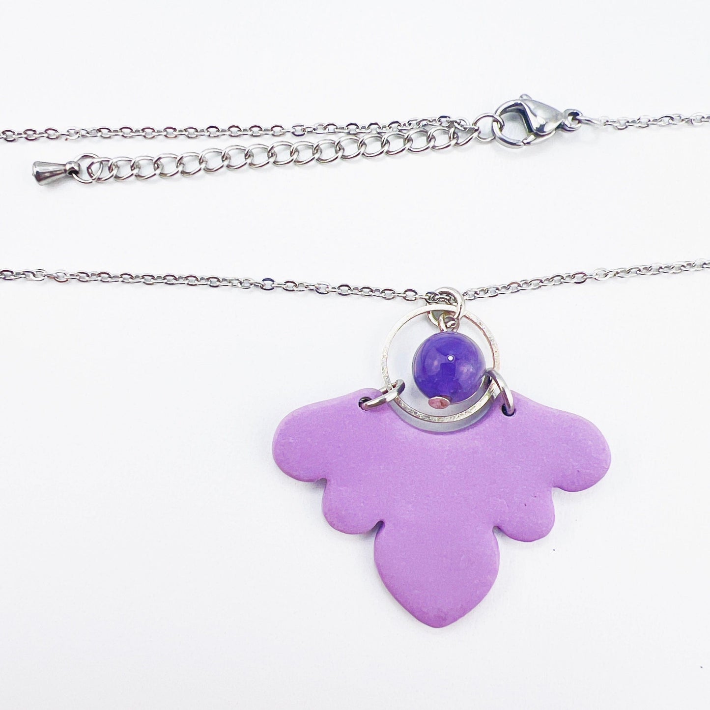 Necklace Purple Scallop & Silver Circle Necklace