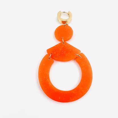Orange Circle & Triangle Earrings
