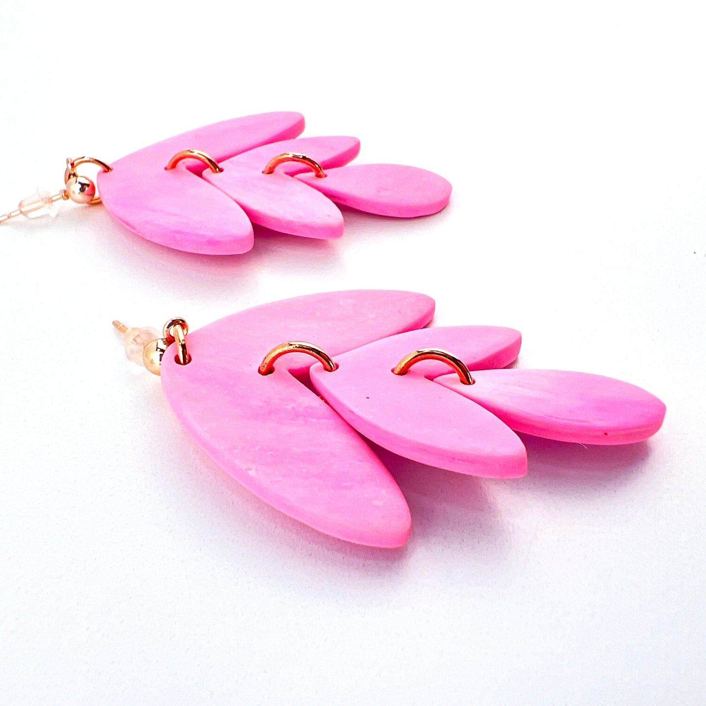 Pink Drop Leaf Earrings