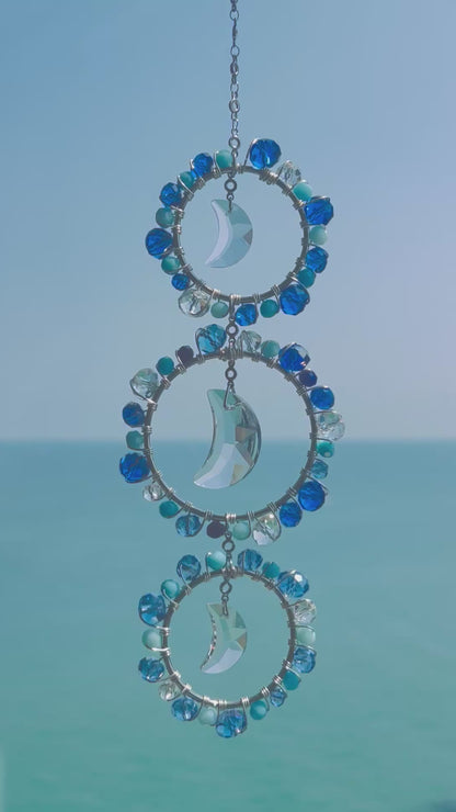 Blue Moon Glass Bead Suncatcher