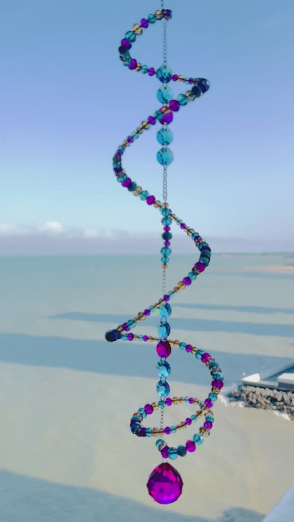 Cotton Candy Coast Glass Spiral Suncatcher