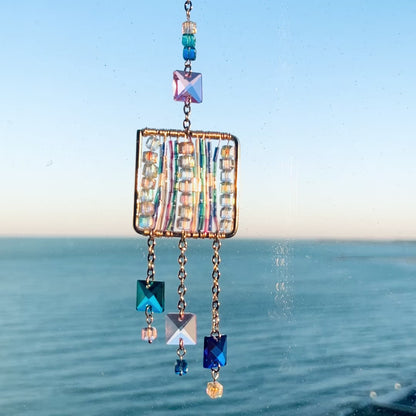 Square Prism Suncatcher – Handmade Glass Bead Decor