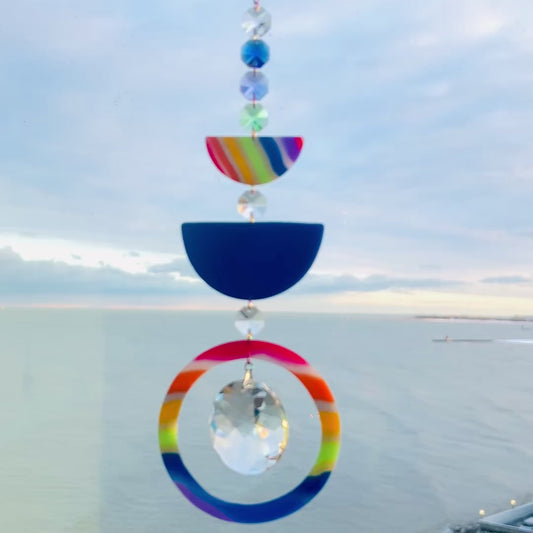 Colorful Arch & Circle Polymer Clay Suncatcher