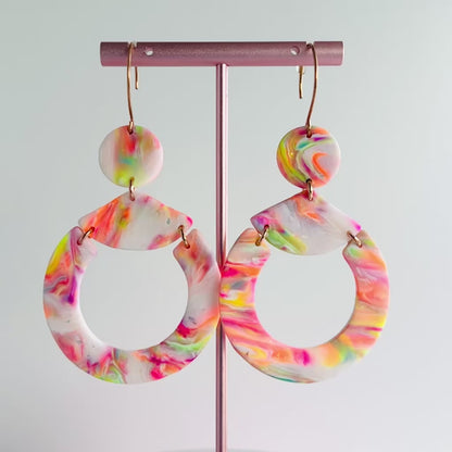 Bold Circle & Triangle Dangle Earrings – Geometric Design by Emaloe's Thingys