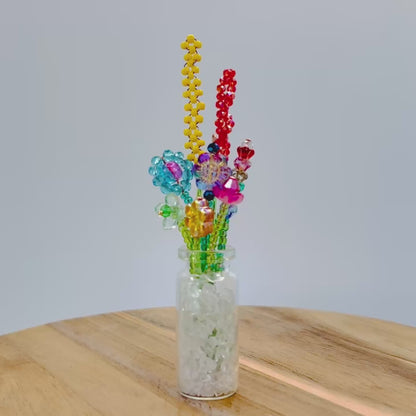 Mini Beaded Flower Bouquet in Glass Vase | Emaloe's Thingys