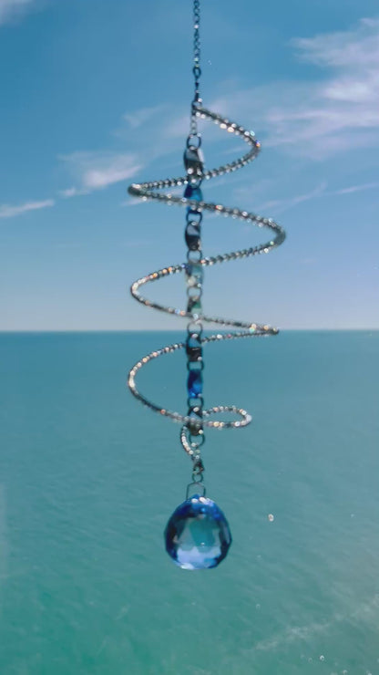 Silver Tides – Spiral Bead Crystal Suncatcher