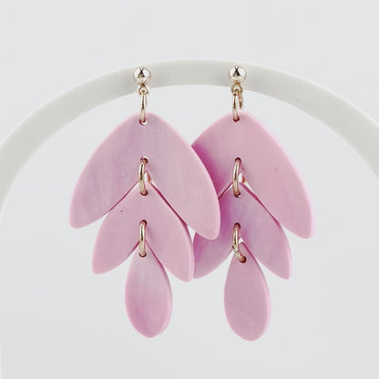 Pink Drop Leaf Earrings