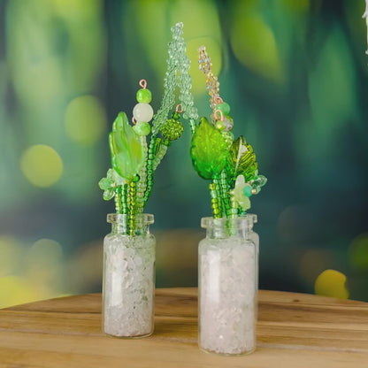Mini Beaded Flower Bouquet in Glass Vase – Handmade Forever Flowers