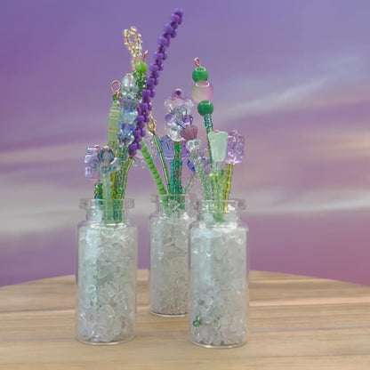 Mini Beaded Flower Bouquet in Glass Vase – Handmade Forever Flowers