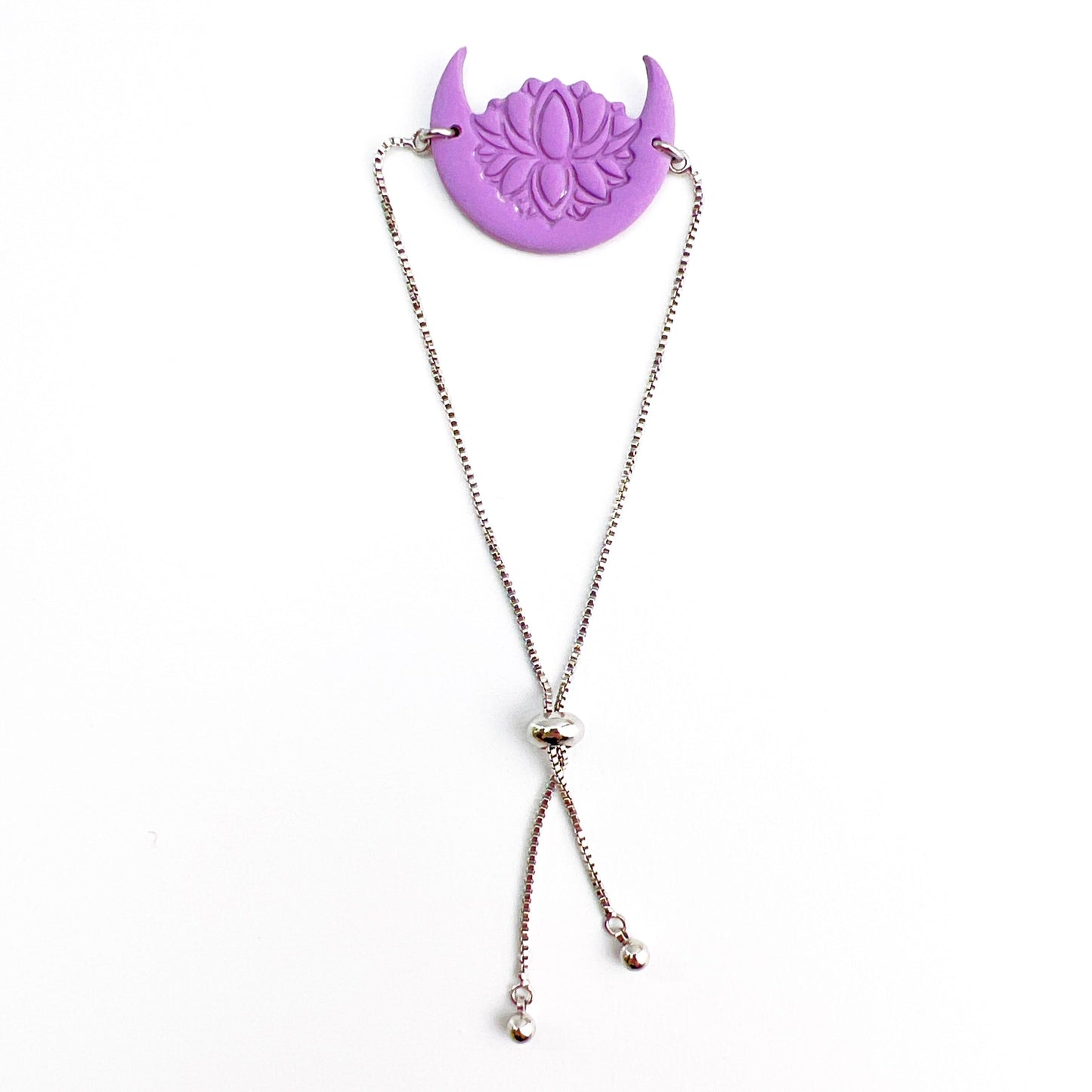 Purple Crescent Lotus Adjustable Chain Bracelet