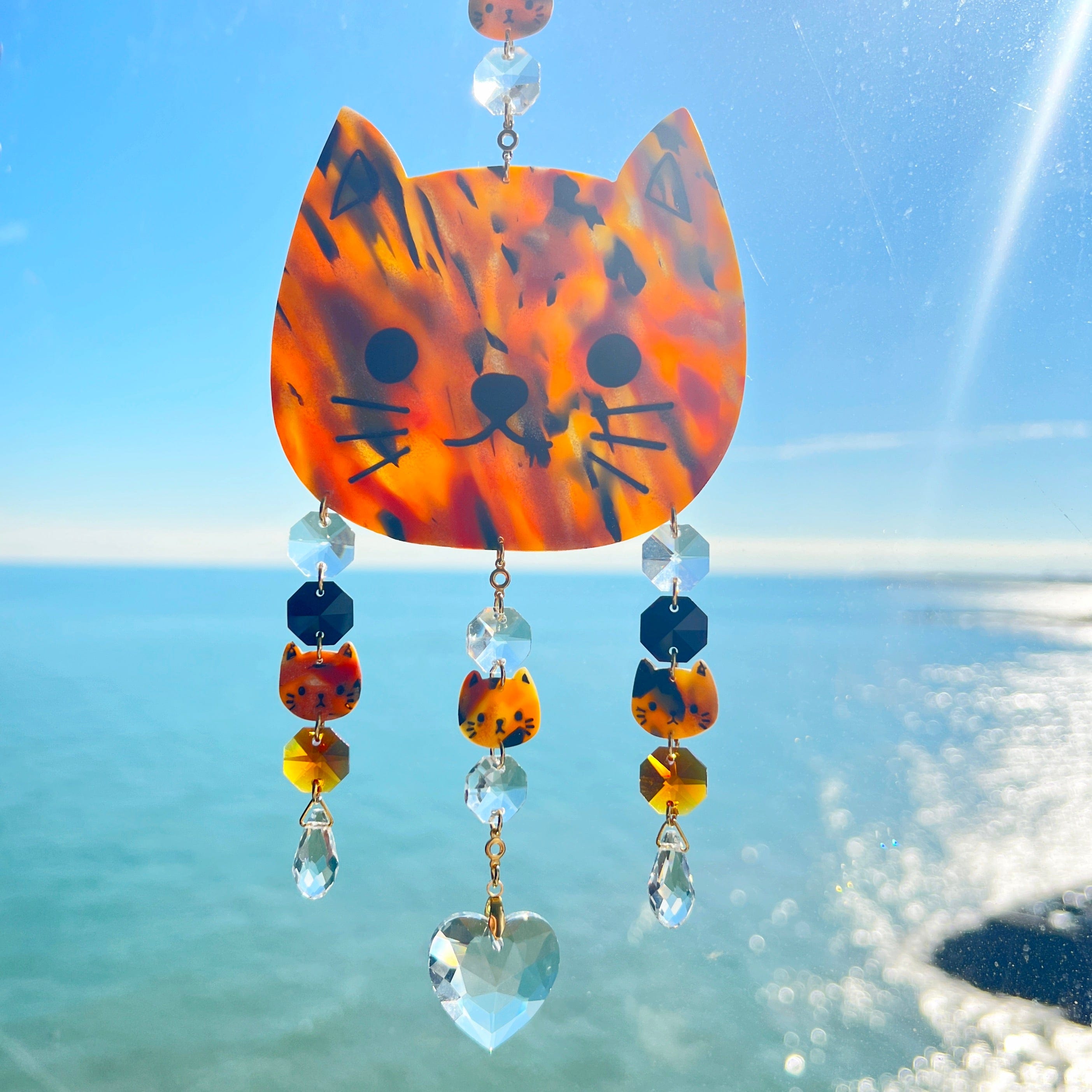 Suncatchers Tortoiseshell Cat Suncatcher – Handmade Cat Window Decor