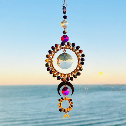 Suncatchers Celestial Glow Suncatcher – Pink, Purple & Gold Glass Beaded Decor