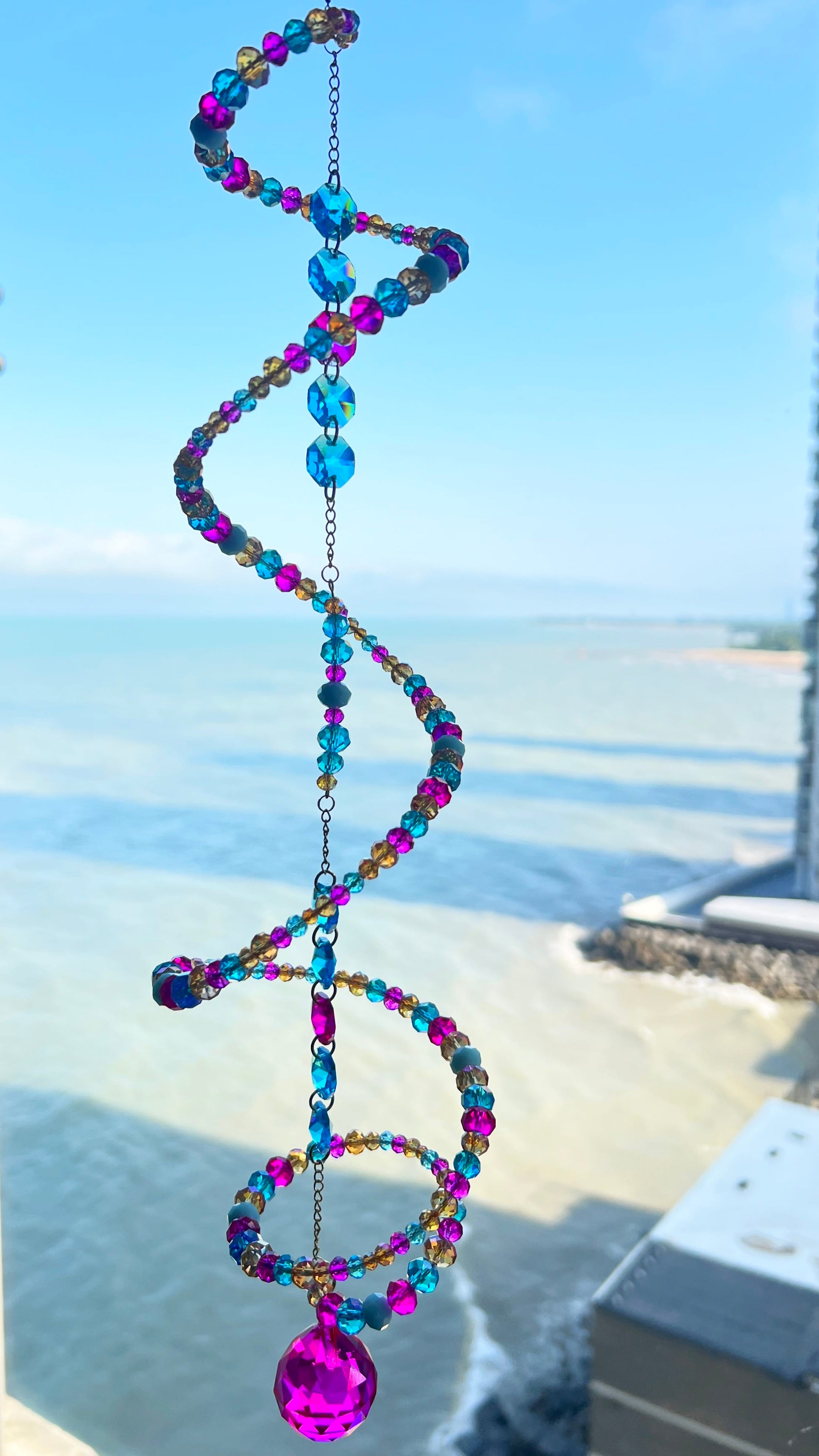Suncatchers Cotton Candy Coast Glass Spiral Suncatcher