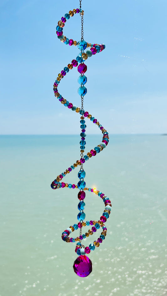 Suncatchers Cotton Candy Coast Glass Spiral Suncatcher
