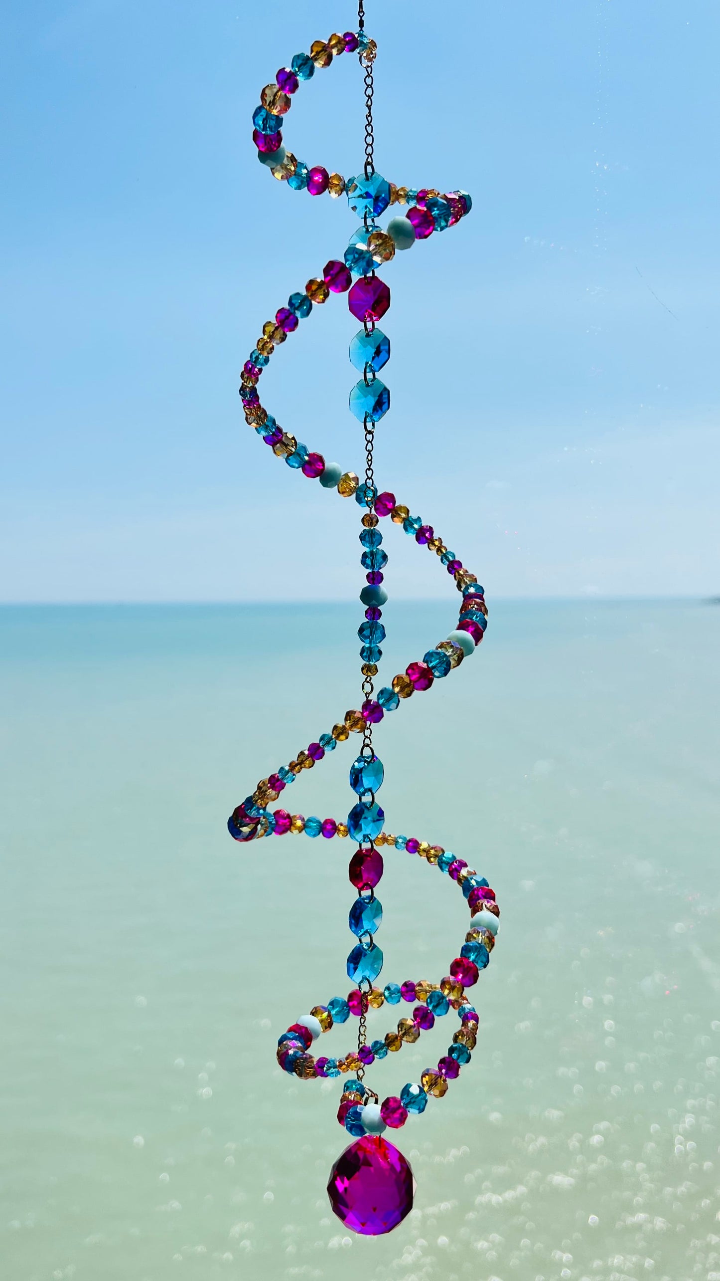 Suncatchers Cotton Candy Coast Glass Spiral Suncatcher