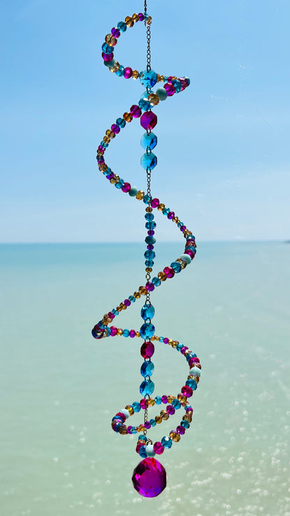 Suncatchers Cotton Candy Coast Glass Spiral Suncatcher