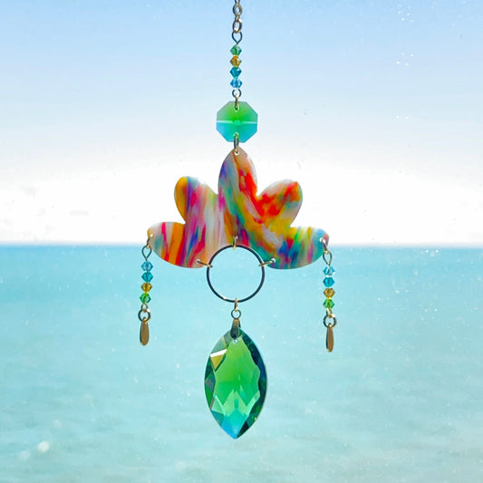 Suncatchers Watercolor/Green/Gold Floral Petal Suncatcher