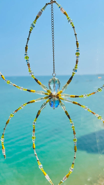 Suncatchers Golden Garden Web Beaded Spider Suncatcher