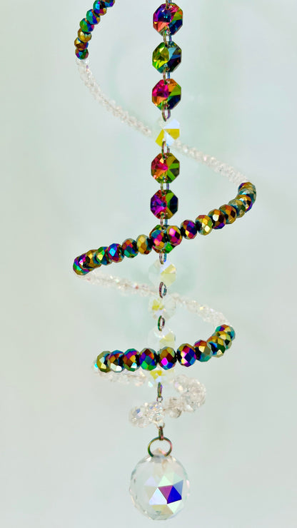 Suncatchers Kaleidoscope – Metallic Rainbow Spiral Crystal Suncatcher