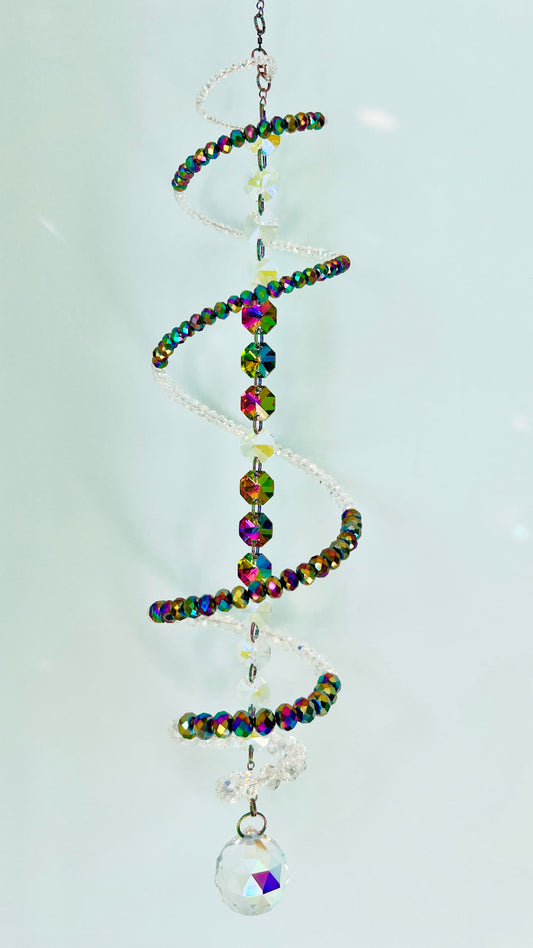 Suncatchers Kaleidoscope – Metallic Rainbow Spiral Crystal Suncatcher