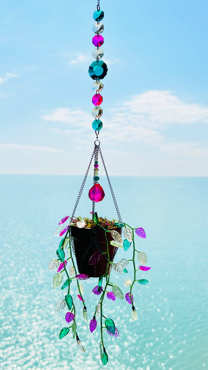 Suncatchers Garden Daydream Leafy ‘Forever’ Plant Suncatcher with Glass Prisms & Spinner