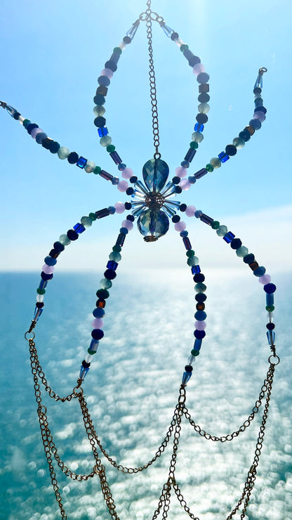 Suncatchers Midnight Aurora Web – Beaded Spider Suncatcher