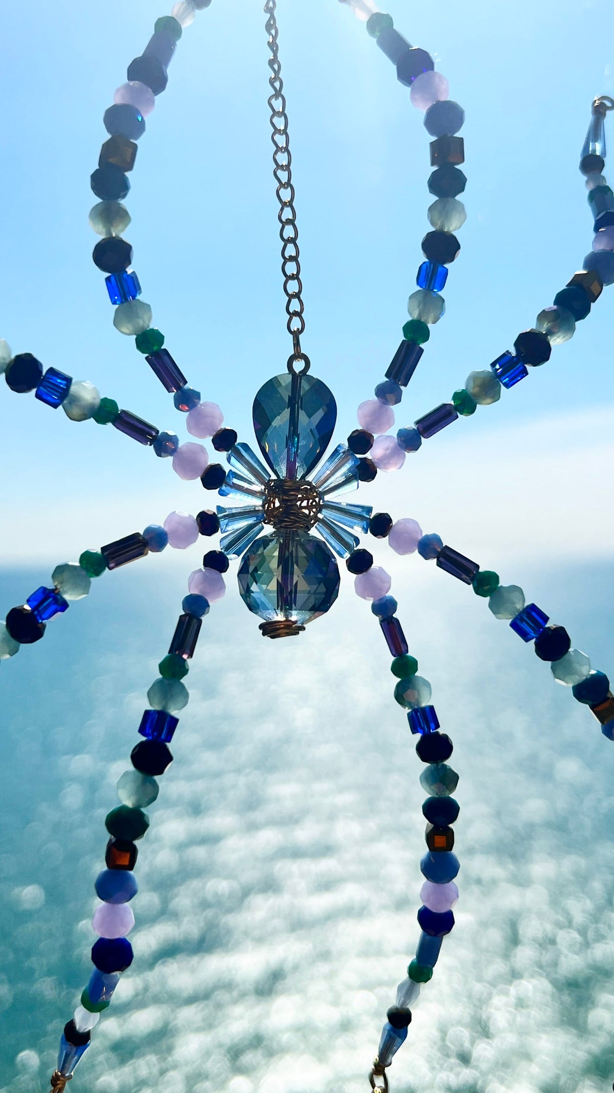 Suncatchers Midnight Aurora Web – Beaded Spider Suncatcher