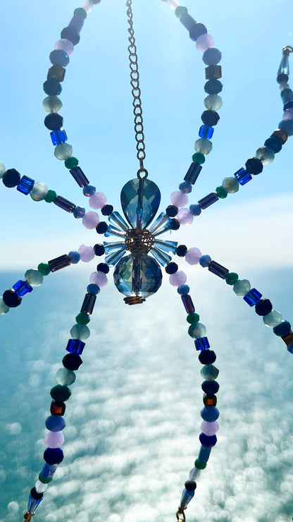 Suncatchers Midnight Aurora Web – Beaded Spider Suncatcher
