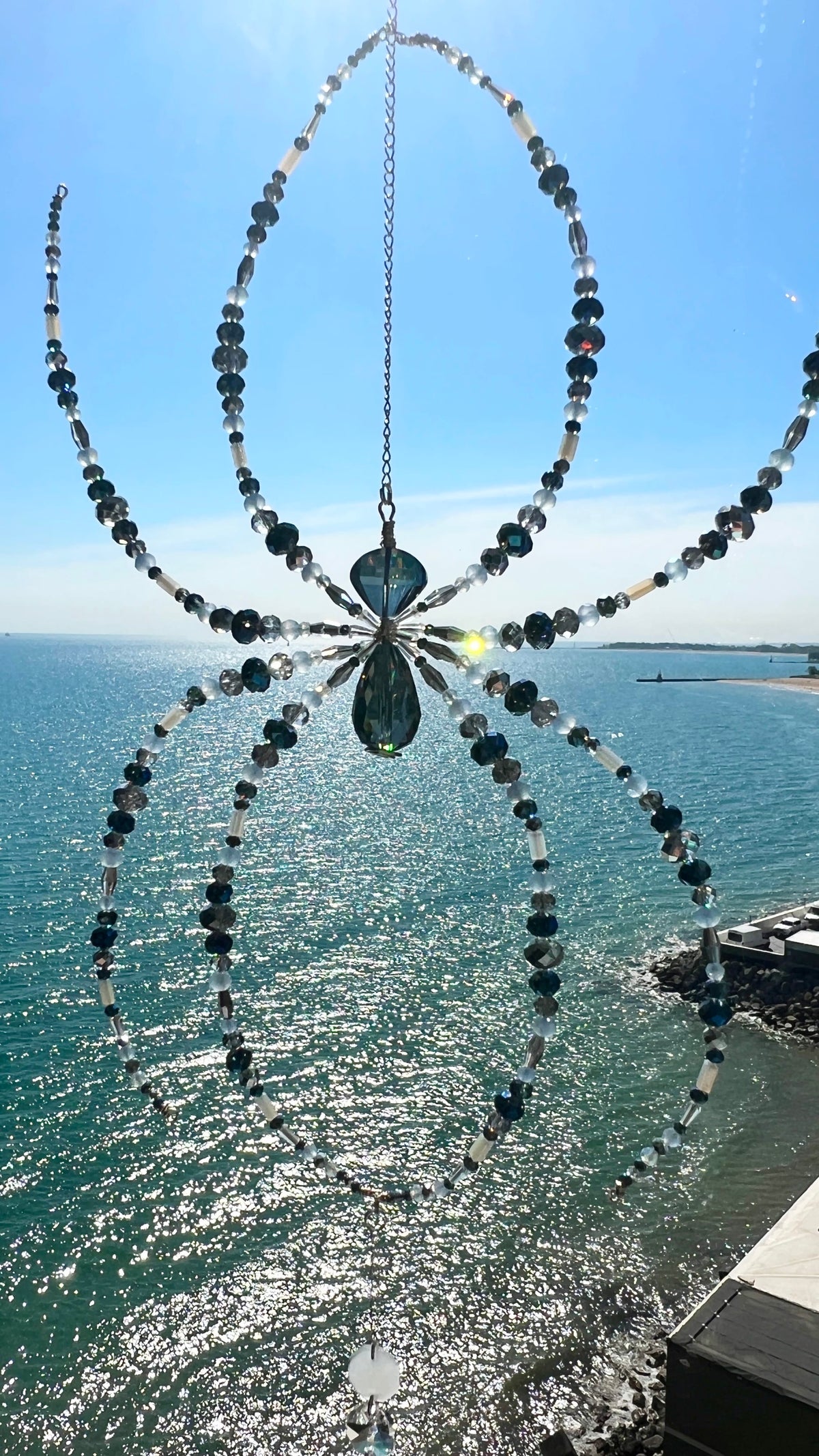 Suncatchers Moonlit Tides Web – Beaded Spider Suncatcher