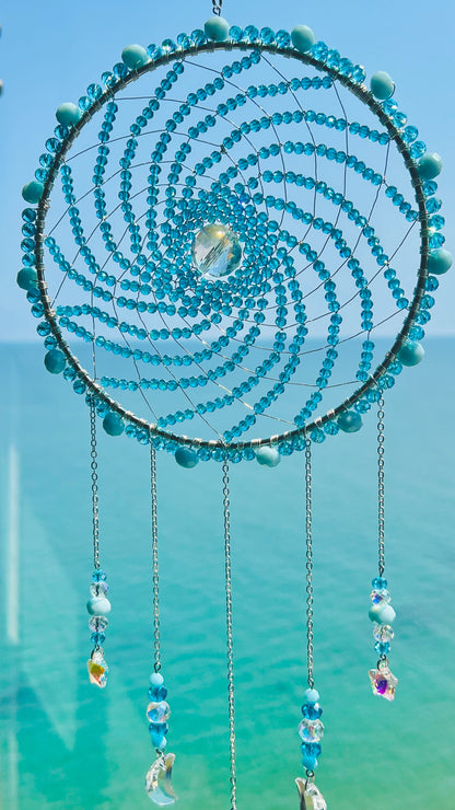 Suncatchers Ocean Orbit Aqua Moon & Star Crystal Suncatcher