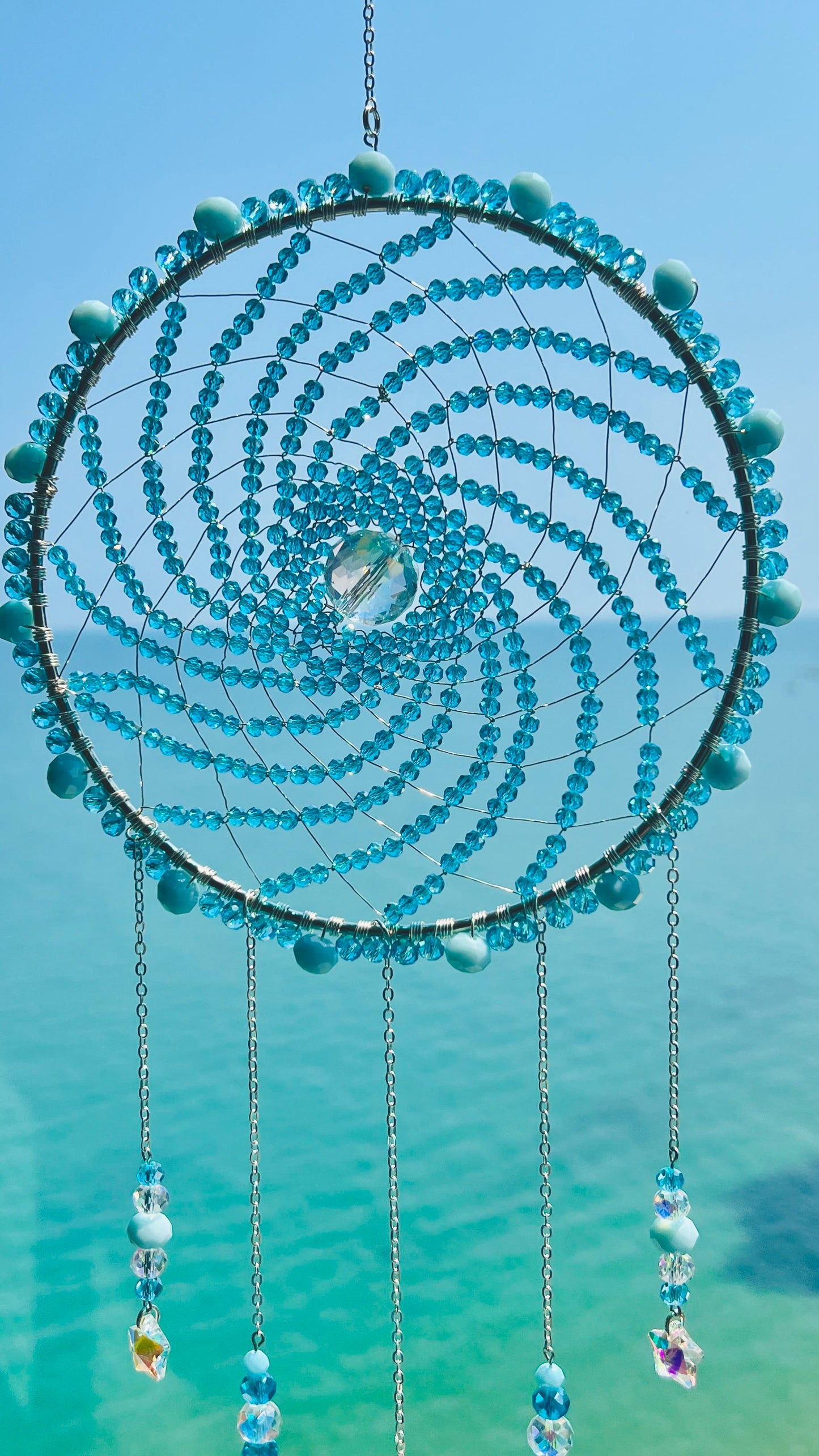 Suncatchers Ocean Orbit Aqua Moon & Star Crystal Suncatcher