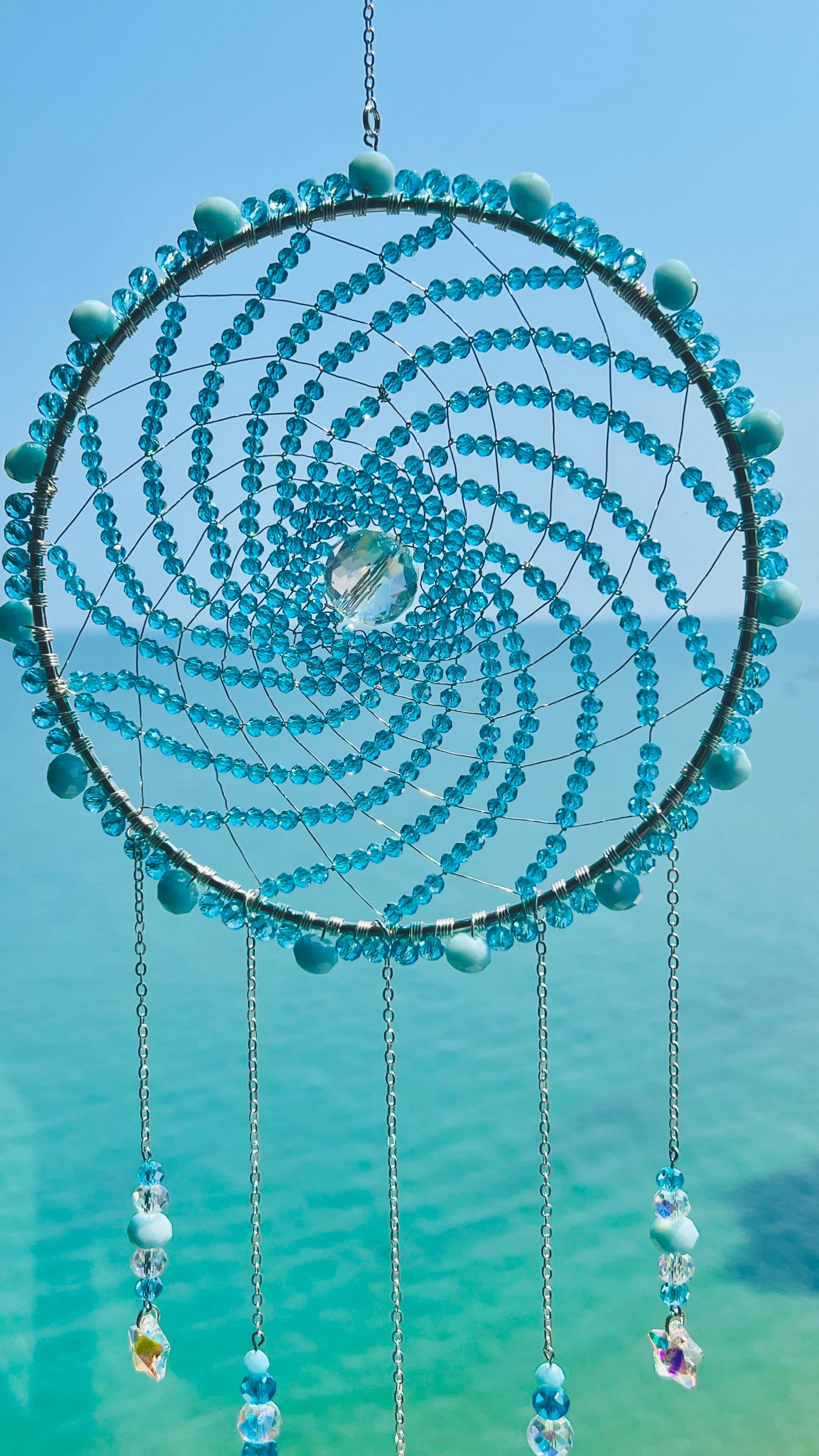 Suncatchers Ocean Orbit Aqua Moon & Star Crystal Suncatcher
