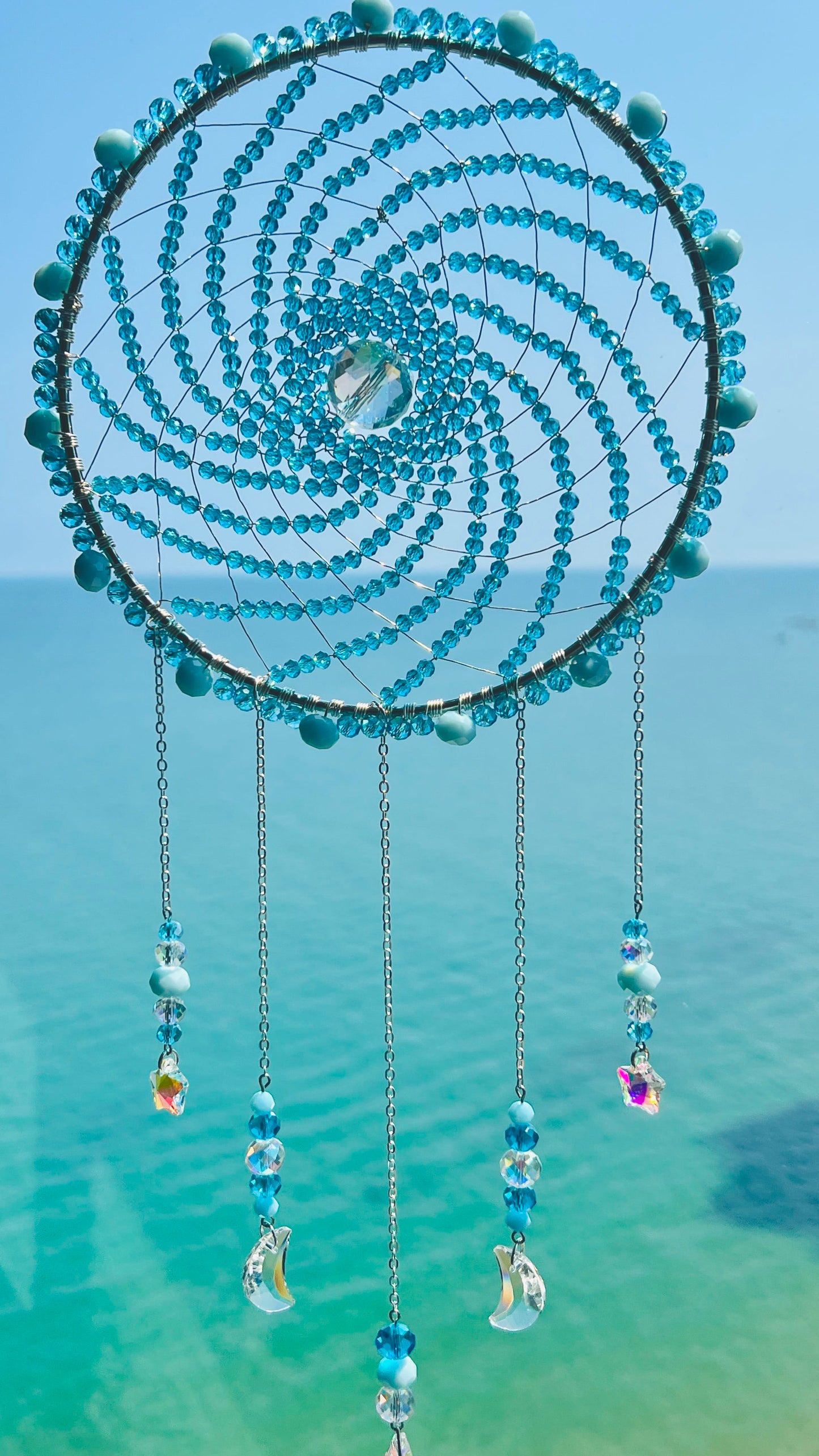 Suncatchers Ocean Orbit Aqua Moon & Star Crystal Suncatcher