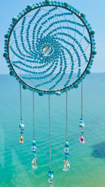 Suncatchers Ocean Orbit Aqua Moon & Star Crystal Suncatcher