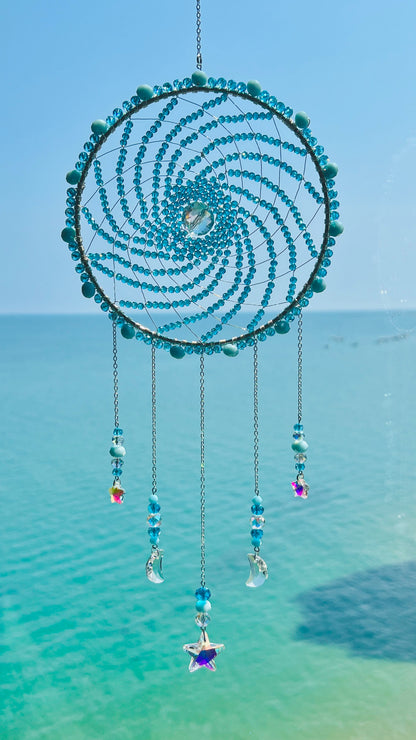 Suncatchers Ocean Orbit Aqua Moon & Star Crystal Suncatcher