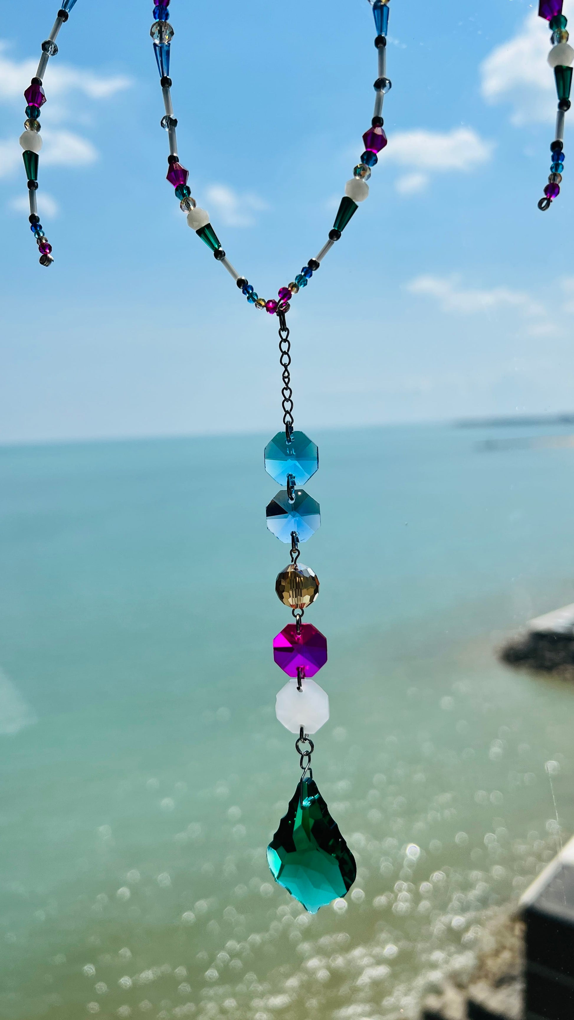 Suncatchers Peacock Web Beaded Spider Suncatcher