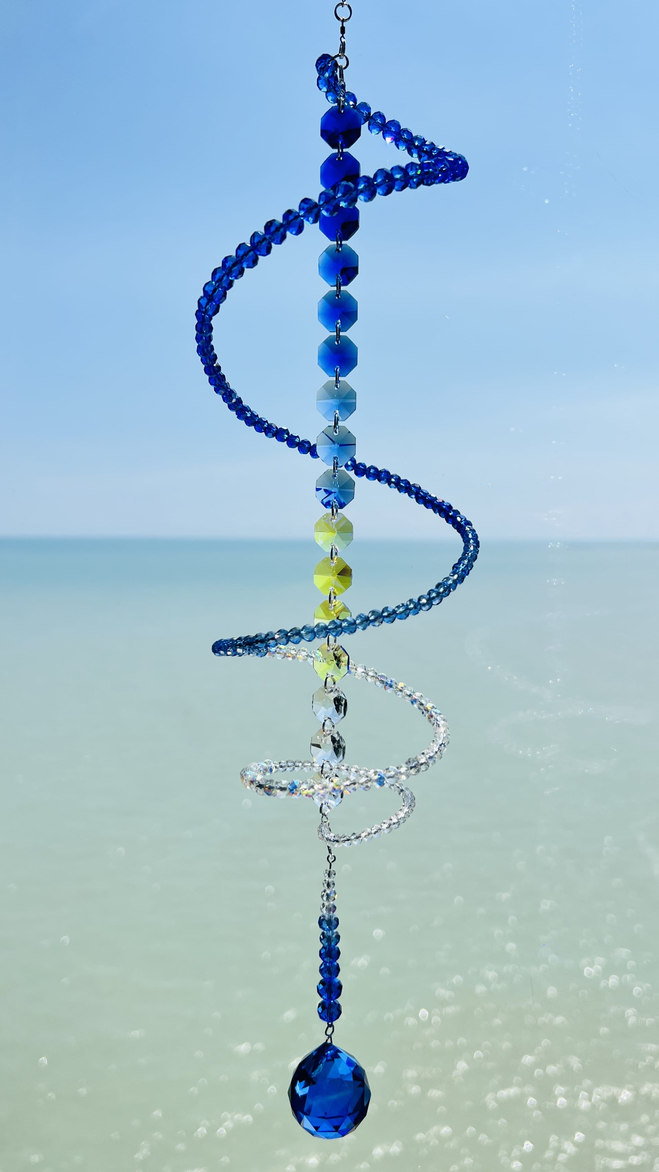 Suncatchers Sapphire Sky Glass Spiral Suncatcher