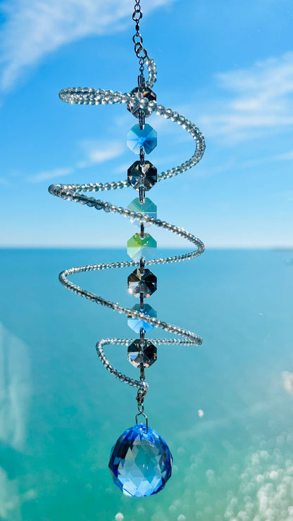 Suncatchers Silver Tides – Spiral Bead Crystal Suncatcher