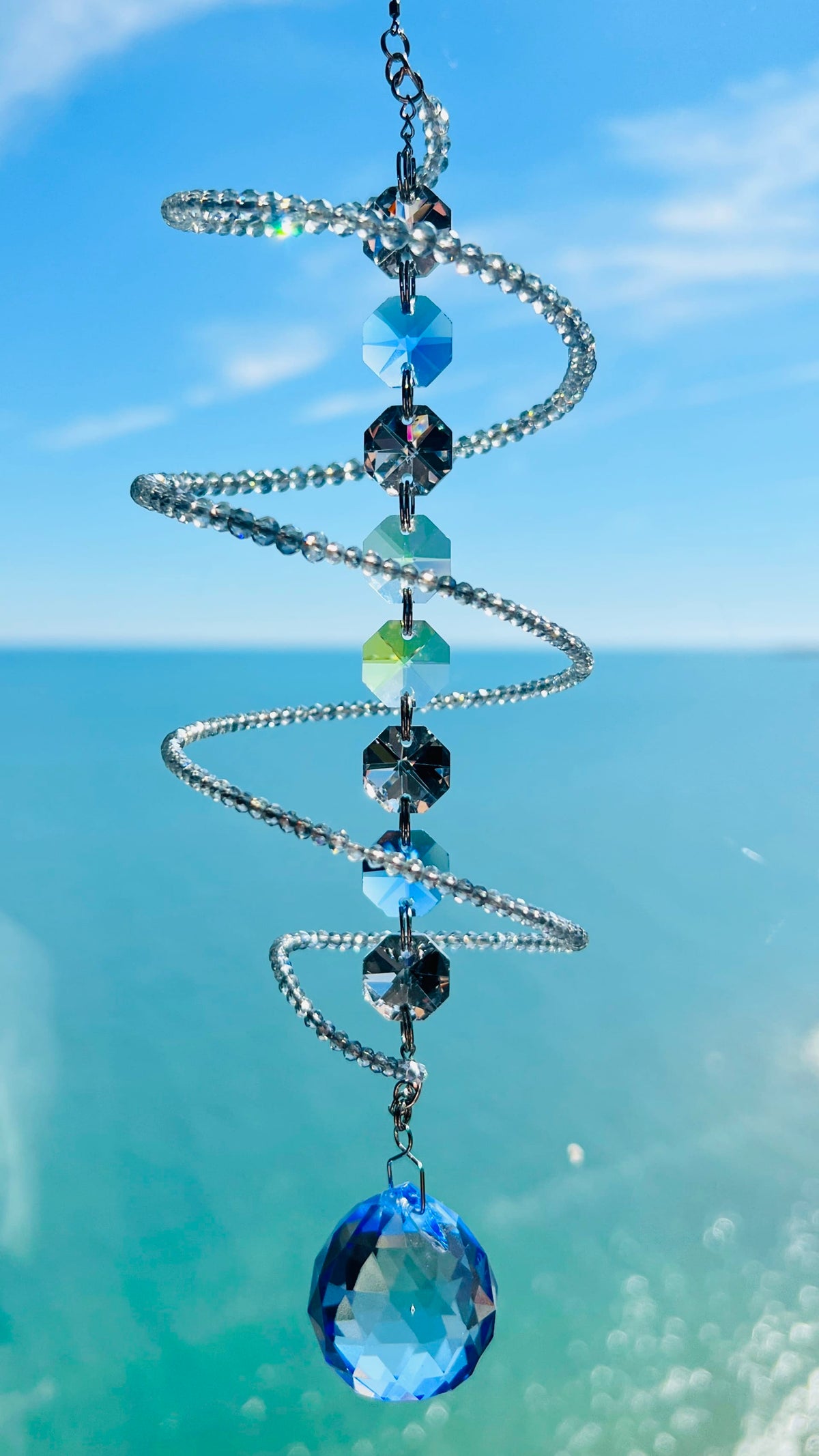 Suncatchers Silver Tides – Spiral Bead Crystal Suncatcher