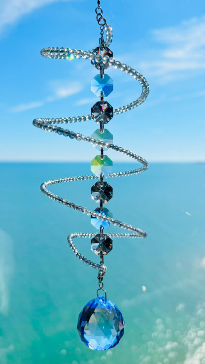 Suncatchers Silver Tides – Spiral Bead Crystal Suncatcher