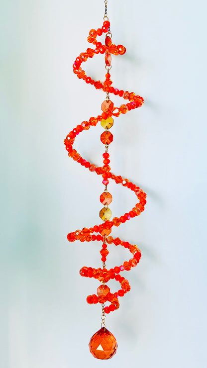 Suncatchers Solar Flare – Orange Spiral Crystal Suncatcher