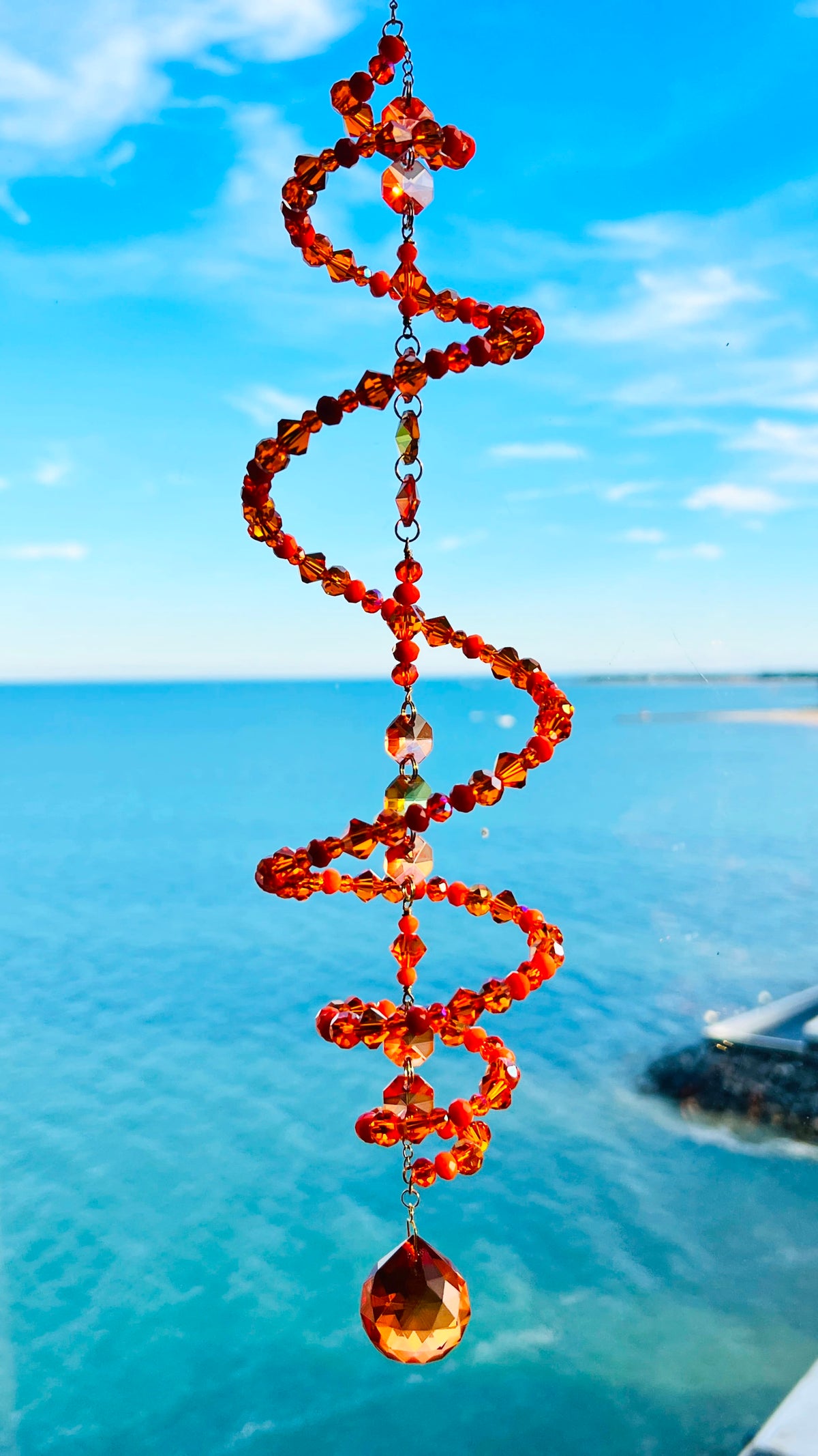 Suncatchers Solar Flare – Orange Spiral Crystal Suncatcher
