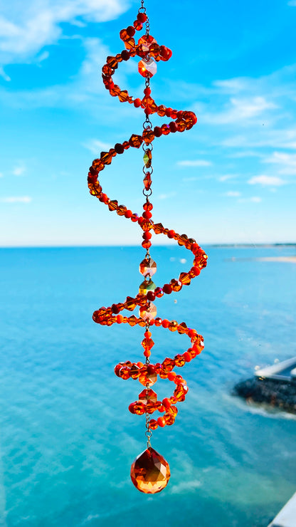 Suncatchers Solar Flare – Orange Spiral Crystal Suncatcher