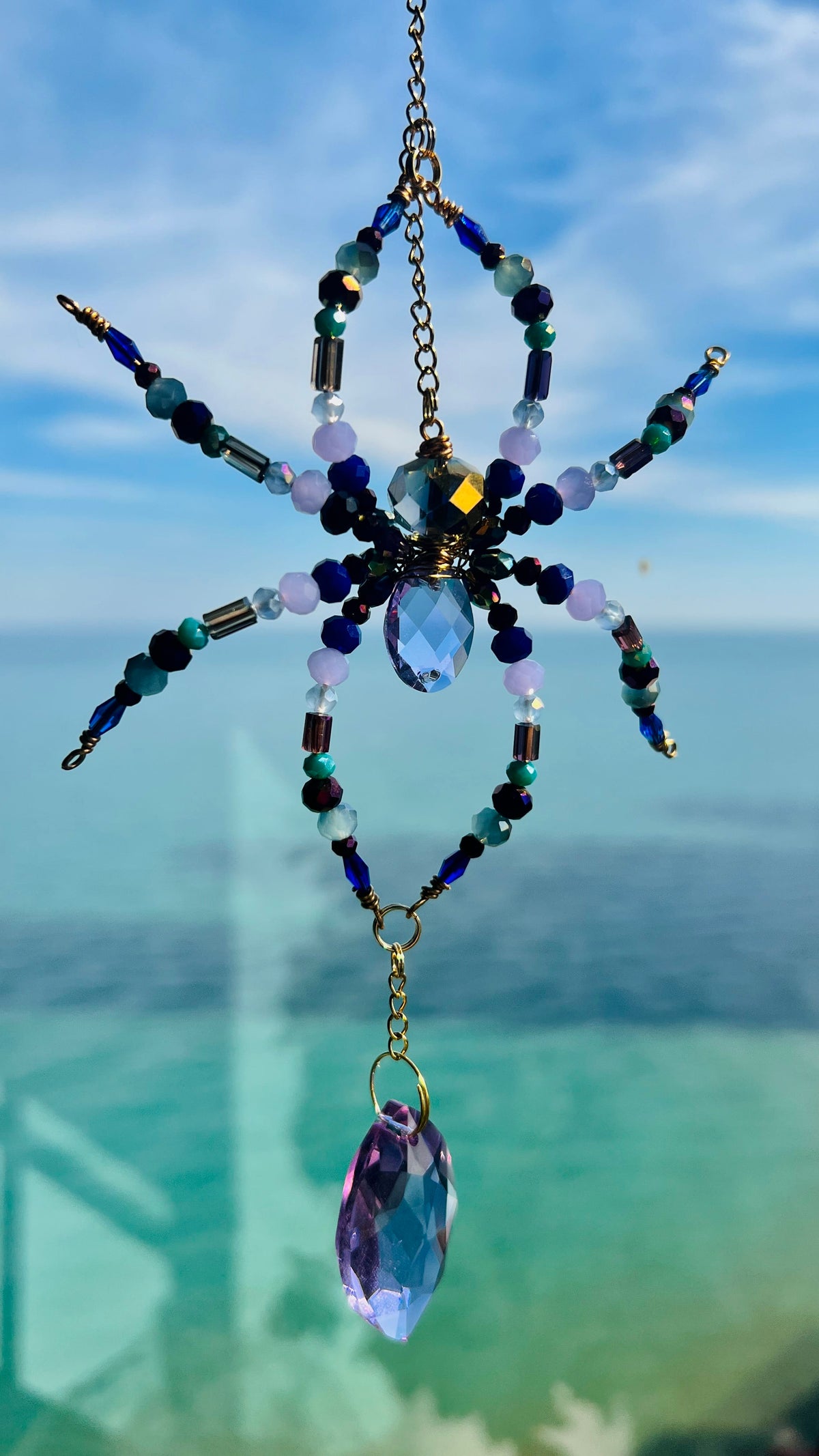 Suncatchers Twilight Web – Beaded Spider & Crystal Web Suncatcher