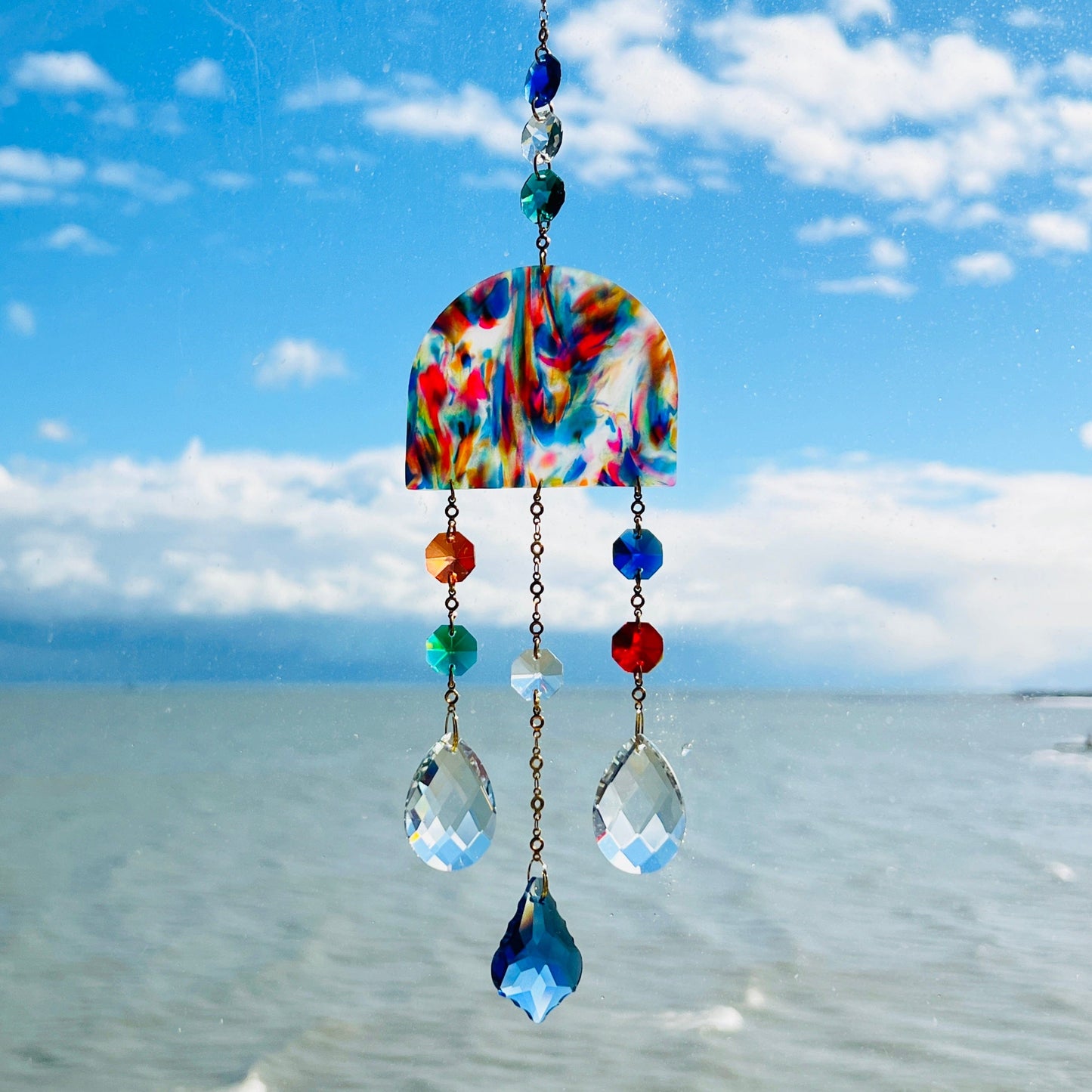 Suncatchers Watercolor Swirl Window Arch Suncatcher