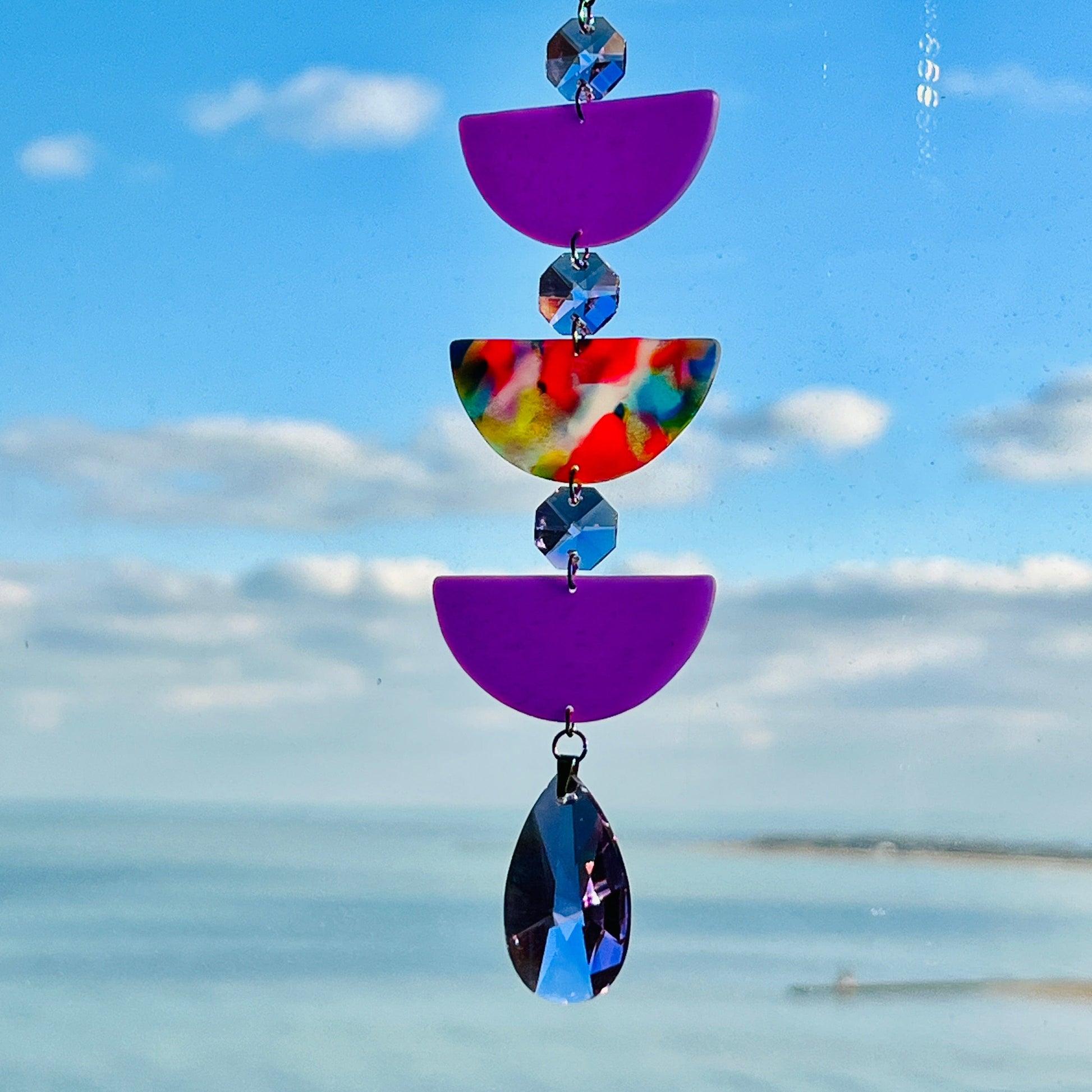 Purple & Multicolored Triple Arch Suncatcher