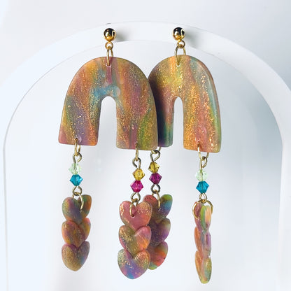 Esme - Rainbow Arch & Heart Earrings