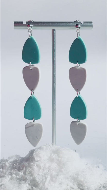 Alba - Turquoise & White Clay Triangle Dangle Earrings