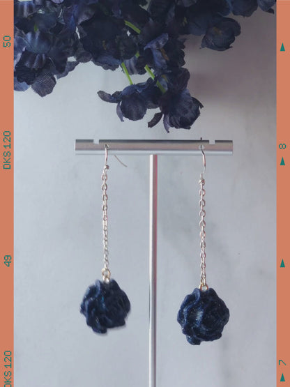 Naisha - Dangle Clay Rose on Flat Cable Chain Earrings