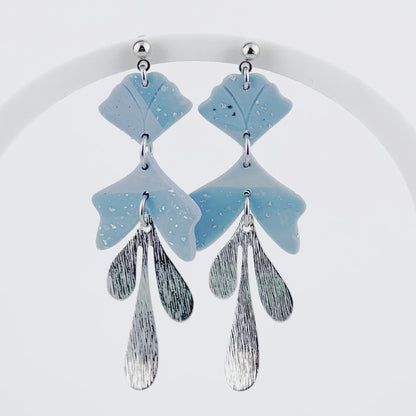 Inanna - Blue & Silver Floral Inspired Earrings